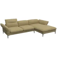 FLEXLUX Ecksofa Salino, Funktionssofa mit Recamiere, Relaxsofa, Ecksofa, Sofa mit Arm- und Kopfteil-Verstellungen, Kaltschaum & Stahl-Wellen gelb