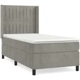 vidaXL Boxspringbett mit Matratze Hellgrau 100x200 cm Samt - Grau