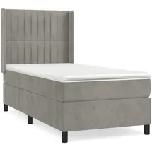 vidaXL Boxspringbett mit Matratze Hellgrau 100x200 cm Samt - Grau