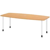Bümö Konferenztisch, Buche, Weiß, Nachbildung,Buche, Oval, 220x74x103 cm, FSC
