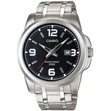 Casio MTP-1314D-1A Klassische Herren-Armbanduhr Quarz Analog schwarzes Zifferblatt Stahlarmband, grau