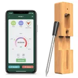 Drahtloses Fleischthermometer, 150 Fuß Bluetooth-Funkreichweite, intelligente App-Steuerung, Fleischsonde mit intelligentem Alarm für BBQ-Ofen-Smoker-Rotisserie Silber