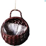URFEDA Rattan Wandbehang Blumentopf Hängekorb Rattan Blumenkorb Wandbehang Pflanzentöpfe Geflochten Übertopf Korb Pflanzenkörbe Hängende Wand Korb für Innen Außen Decken Balkone Wanddekoration
