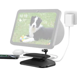PlusAcc Ständer für Show 8 (3.Gen) & Handy mit USB-C/A-Ladeanschluss - Verstellbare Ladeständer Halterung Ladestation Basis kompatibel mit Show 8 3.Gen/iPhone/iPad (Schwarz)