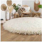 Steffensmeier Flokati 3000 Teppich Natur | original griechischer Hirtenteppich Hochflor | 100% Schurwolle aus Neuseeland, Größe: 110 cm rund