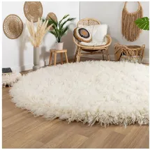 Steffensmeier Flokati 3000 Teppich Natur | original griechischer Hirtenteppich Hochflor | 100% Schurwolle aus Neuseeland, Größe: 110 cm rund