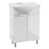 Badezimmerschrank mit Waschbecken, stehend, Weißglanz, 60 x 85 cm, Lily