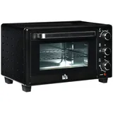 HOMCOM Minibackofen 21L mit 1 Drahtgestell 1 Backblech 3 Kochmodi Glas Schwarz