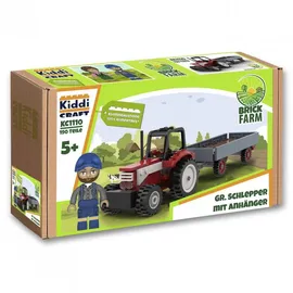 KiddiCraft KC1110 Großer Schlepper mit Anhänger Klemmbausteine, Bauernhof, Traktor, Trecker, Bauer