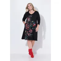 MIAMODA Jerseykleid A-Linie Blumenmuster Schwarz 52