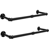 HOOBRO Industrierohr Kleiderstangen 2er Set, 80 cm Garderobenstangen Wandmontage, Abnehmbare Kleiderständer, Platzsparend, Flur, Wohnzimmer, Schlafzimmer EBK01BJ01