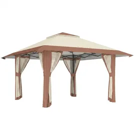 Outsunny Faltpavillon 4 x 4 m inkl. 4 Seitenteile Beige/Gelb