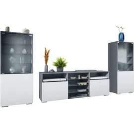 Vladon Wohnwand, Weiß, Holzwerkstoff, 286x122.5x35 cm, Wohnzimmer, Wohnwände, Wohnwand-Sets