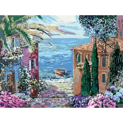 Ravensburger Beschäftigung - CreArt - Malen nach Zahlen 23913 - Mediterranean Landscape - ab 14 Jahren - Malen auf Leinwand