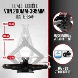 Heyner Wagenheber Stahl/Gummi 112–395 mm schwarz 1,5t