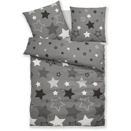 MY HOME Bettwäsche MY HOME "Dreamer in Gr. 135x200 oder 155x220 cm, ideal für Weihnachten", grau, B/L: 135cm x 200cm, 1 Stk., 1 Stk., Microfaser-Fleece, B/L: 80cm x 80cm, 2 Stk.