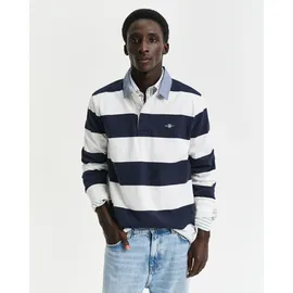 GANT für Herren. 2004083 Polo Heavy Gestreiftes Chambray-Polo Weiß, Navy (4XL), Lässig, Baumwolle, Langarm, Marine
