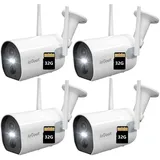 ieGeek Überwachungskamera 2K/3MP Überwachungskamera Aussen Akku WLAN Kabellose (Außenbereich Sicherheit, Baby Überwachung, Haustieren Überwachung, Innenbereich Sicherheit, Wild und Jagd, Überwachung, Außen/Innen IP Kamera Outdoor mit PIR Bewegungsmelder, 4-tlg., Farbnachtsicht, Funktioniert mit Alexa 2-Wege Audio, Benutzerdefinierten Bereich Lange Standby-Zeit) weiß