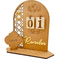 Ramadan Kalender aus Holz Eid Countdown Kalender mit den Zahlen 0-9 Kombiniert Werden, Eid Mubarak Kalender Adventskalender Dekoration - A - Braun