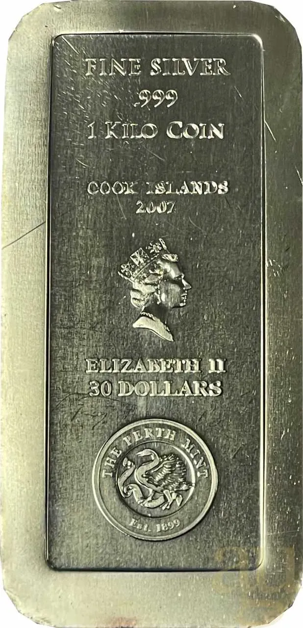 1 Kilogramm Silber Cook Islands Münzbarren geprägt