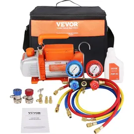 Mophorn Vevor Vakuumpumpe 113l/min Unterdruckpumpe 180w 200ml-ölkapazität Vakuumgeräte Verteiler-manometer-set Klimaanlage Kfz-kühlsystemen
