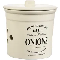BUTLERS Zwiebeltopf 17x18cm Porzellan -MRS. WINTERBOTTOM'S- Zwiebelbehälter im Retro Look | Zwiebel Aufbewahrung, Vorratsbehälter mit Deckel | Keramikdose Retro Design für die Küche