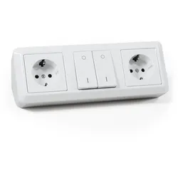Steckdosenblock McPower ''Cup'' Aufbau, weiß, 2x Schutzkontakt + Schalter
