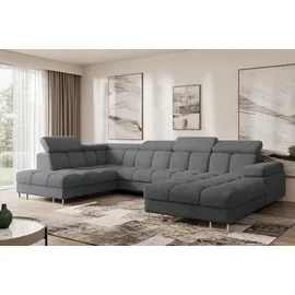 altdecor Ecksofa COMA U Cord 3-Sitzer Dunkelgrau