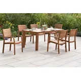 merxxhandels Batavia Set 7tlg., 6 Stapelsessel, 1 Tisch Akazie