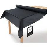 LILENO HOME Tischdeckenrolle 1,10 x 25 m - Tischdecke Schwarz aus Vlies - Stoffähnlich, abwaschbare Tischdecke als Rolle, Meterware Tischtuchrolle - Einweg Papiertischdecke Rolle Alternative