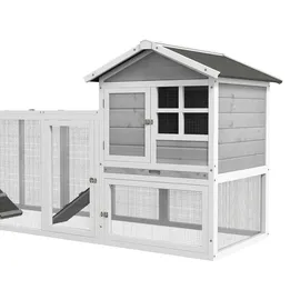 PawHut Kleintierstall 259 x 64 x 92 cm grau