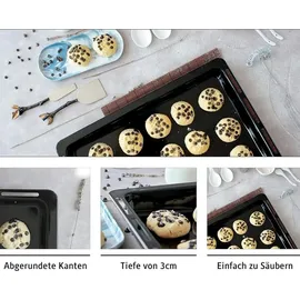 ICQN Backblech Set 455 × 375 × 30 & 60 mm Extra Tiefe, Kompatibel mit Bosch, Siemens, Constructa & Neff, Emaillierte Backbleche für Backofen & Herd