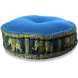 livasia Meditationskissen mit Thaiseide - Ø 45x15cm - Yogakissen mit Kapok, Pouf, Bodenkissen für Yoga und Zen Meditation, Sitzkissen für Garten und Balkon, Zafukissen (Hellblau/Elefanten Seide)