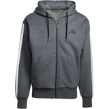 adidas Essential Three Stripes Fleece Kapuzenjacke Herren Dark Grey Heather/Black M