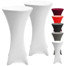 Beautissu Stehtischhusse Stella Weiß Ø 70 cm 2tlg