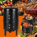 Tolletour 3 In 1 Smoker Räuchertonne  Ø 40 Cm Räucherofen Holzkohlegrill Räuchergrill Bbq Grilltonne