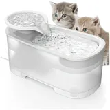 Comfy Mate Trinkbrunnen Katzenbrunnen 2.5L Trinkbrunnen 2.5 W für Katze, mit Aktivkohlefilter 304 Edelstahl Durchsichtiger PP-Wassertank weiß