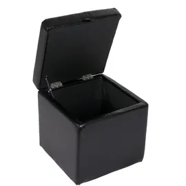 Mendler Sitzwürfel Onex mit Deckel Leder + Kunstleder 45 x 44 x 44 cm Schwarz