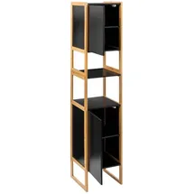 5Five 5Five, Badezimmerregal, Hohes Badezimmerregal mit Schrank - Schwarz (33 x 33 x 170 cm)
