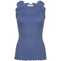 Rosemunde Spitzentop Babette Silk Top mit Seide Vintage-Spitzenbesatz, mit Rundhalsausschnitt, hoher Seidenanteil blau XL (44)