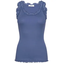Rosemunde Spitzentop Babette Silk Top mit Seide Vintage-Spitzenbesatz, mit Rundhalsausschnitt, hoher Seidenanteil blau XL (44)