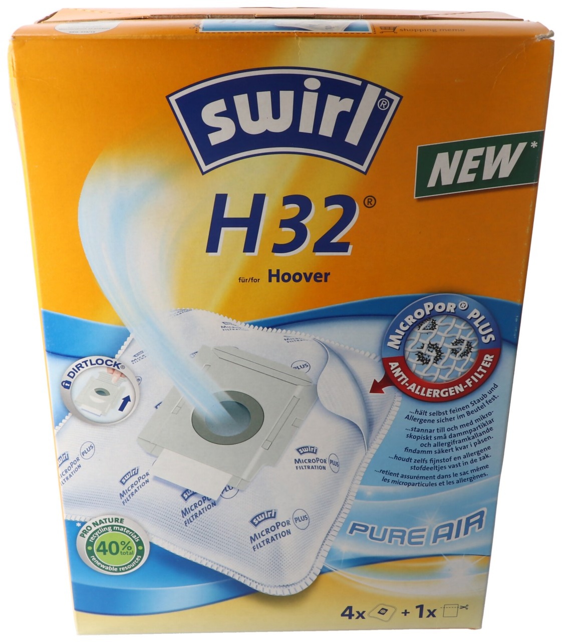 Swirl Staubsaugerbeutel H32 MicroPor Plus für Hoover Staubsauger