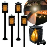 BLIXTAR 4x Solar 3in1 Garten LED Lampe, Laterne, Fackel Flammeneffekt Laterne