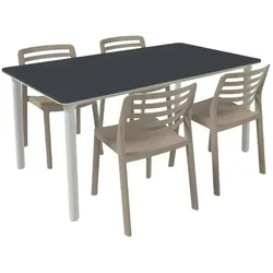 Resol garbar NOA160-WIND Stuhl-Tisch Indoor, Outdoor Set 4+1 Anthrazit - Sand