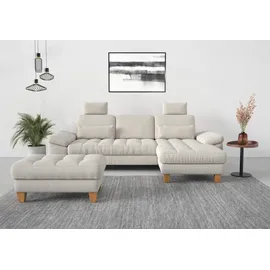 sit&more Ecksofa SIT & MORE "Westham L-Form", beige (creme), B:275cm H:88cm T:172cm, 90% Polyester 10% Polyamid, Sofas, Ecksofa, mit Recamiere, mit oder ohne Bettfunktion, Bettkasten, Füße Eiche
