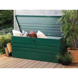 Beliani Auflagenbox Grün Metall 400 l 132 x 62 cm Wasserdicht Abschließbar mit Deckel Garten Aufbewahrungsbox Gartenbox Kissenbox für die Terrasse