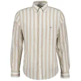 GANT Herren Hemd - Regular Cotton Linen Stripe Shirt, Leinen-Baumwoll-Mix, gestreift Beige L