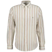 GANT Herren Hemd - Regular Cotton Linen Stripe Shirt, Leinen-Baumwoll-Mix, gestreift Beige L