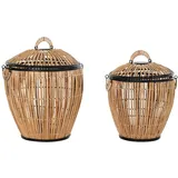 DKD Home Decor körbe Set, Rattan-Polyester, Estándar