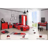 Aileenstore Jugendzimmer-Set Rio, (5-tlg., 5 teilig), Komplettset 5 teilig mit Autobett Rio, LED, Spoiler, Softclose rot